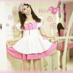 女僕角色扮演服！清新藍白荷葉花邊開衩裙襬蝴蝶結點綴七件式套裝 歷史價格詳細信息