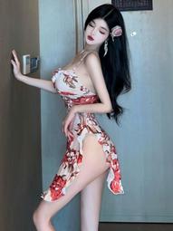 復古碎花吊帶連身裙式泳衣女款保守男顯瘦情侶款溫泉泳裝2023新款 歷史價格詳細信息