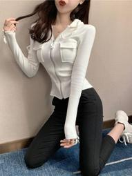 純色連帽衛衣女 拉鍊開衫 春秋B休閒運動上衣 寬鬆百搭加絨衛衣外套 薄款外套-餘登米女裝 歷史價格詳細信息