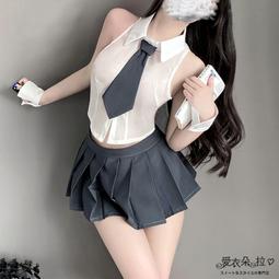 制服 角色扮演學生服 白色露腰襯衫短上衣百摺裙 台灣現貨 歷史價格詳細信息