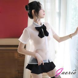 學生角色扮演服！透視襯衫格子百褶裙五件式套裝﹝深藍格﹞ 歷史價格詳細信息