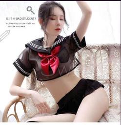 【誘惑情趣用品】【贈潤滑】學生角色扮演服！水手方領大膽Ｖ字裸露連身衣彈力腿環三件組 情趣睡衣 歷史價格詳細信息