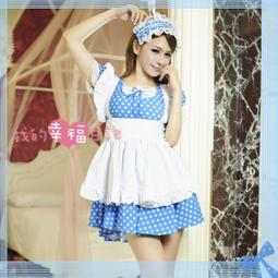 女僕角色扮演服！清新藍白荷葉花邊開衩裙襬蝴蝶結點綴七件式套裝 歷史價格詳細信息