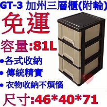 《用心生活館》台灣製造 81L 加州三層櫃(附輪) 尺寸46*40*71cm 層櫃式整理 GT-3 價格比較,價格查詢,歷史價格詳細信息