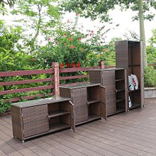 儲物櫃陽臺收納柜花園庭院防水防曬雜物柜室外整理工具置物柜戶外儲物柜 歷史價格詳細信息
