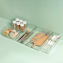 廚房抽屜分隔盒日式透明塑料收納分格整理盒自由組合餐具收納盒 歷史價格詳細信息