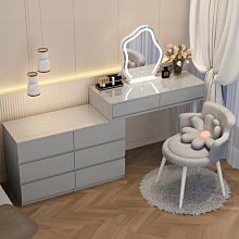 簡約奶油風伸縮梳妝檯臥室高級家用法式化妝桌一體收納櫃新款 歷史價格詳細信息