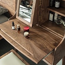 北美黑胡桃木化妝桌收納櫃一體臥室床尾鬥櫃伸縮轉角全實木梳妝檯 歷史價格詳細信息