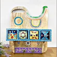 民族風圖騰抽繩束口後背包,休閒戶外旅行收納布包,文青雙肩包,藍色/黑色 歷史價格詳細信息