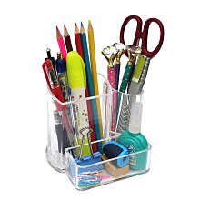 桌面筆筒收納盒 三格 透明筆筒【5入】 歷史價格詳細信息