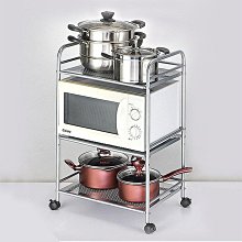 廚房金屬加厚落地陽臺收納層架多層三層微波爐烤箱304不鏽鋼置物架 歷史價格詳細信息