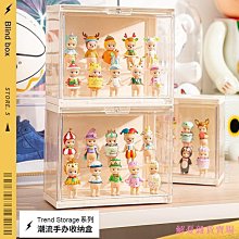 展示盒 防塵盒 收納盒 泡泡瑪特Molly娃娃階梯展示架收納盒多層防塵透明帶門原木亞克力 歷史價格詳細信息
