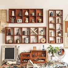 茶架掛壁式博古架木質擺放紫砂壺博古架燒桐木茶葉櫃置物架48格 歷史價格詳細信息