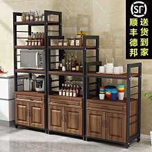 特賣-廚房置物架家用微波爐架切菜桌操作臺落地多層收納灶臺碗柜儲物柜 歷史價格詳細信息