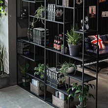 簡約鐵藝隔斷置物架 落地辦公室實木書架裝飾展示架客廳收納櫃 歷史價格詳細信息