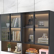 輕奢玻璃門書櫃收納儲物櫃鋁合金框不鏽鋼組合書櫃置物酒櫃 歷史價格詳細信息