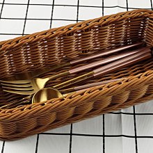 仿藤籃水果籃藤編編織收納筐藤編籃水果面包籃展示籃子長方形包郵*爆款 歷史價格詳細信息