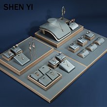 SHENYI新款珠寶道具藍色金屬櫥窗展示套裝項鏈戒指收納陳列展示架~爆款 歷史價格詳細信息