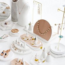 首飾展示架大理石戒指耳環陳列托盤項鏈架飾品珠寶拍攝道具背景板~爆款 歷史價格詳細信息