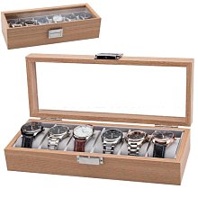 錶盒 展示盒 天窗實木質手錶盒子高檔6位10位12位家用手錶盒高級收納盒首飾盒 歷史價格詳細信息