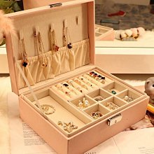 耳環收納盒 首飾盒皮革公主歐式飾品盒手飾整理盒耳環耳釘戒指耳墜首飾收納盒-正正精品 歷史價格詳細信息
