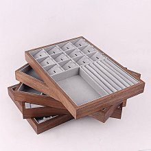 展示盤 托盤 戒指項鏈展示首飾托盤實木斜邊超纖材質珠寶柜臺看貨盤飾品展示盤 歷史價格詳細信息