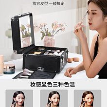 化妝帶鏡子帶LED燈大容量化妝品護膚品收納手提便攜收納箱 歷史價格詳細信息