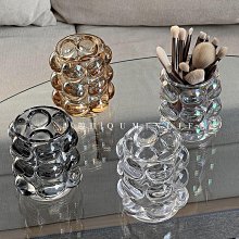 玻璃化妝刷收納盒防塵帶蓋ins北歐風透明眉筆眼線筆筒珍~特價 歷史價格詳細信息