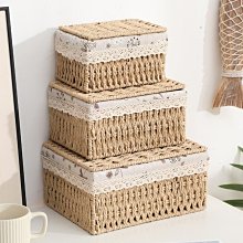 桌面收納盒化妝品鑰匙多功能雜物收納箱藤編小收納筐編織框垃圾收納盒 小收納盒內衣衣服內褲收納盒 歷史價格詳細信息