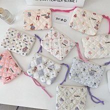 絎縫夾棉清新奶油紫格子女手拿包化妝包大容量護膚品收納包 歷史價格詳細信息