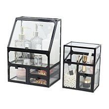 網紅玻璃化妝品收納盒防塵家用桌面大容量護膚品置物架口紅整理盒 歷史價格詳細信息