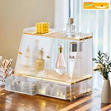 化妝收納置物架 桌面高檔透明防塵收納柜 梳妝臺護膚品香水大容量 歷史價格詳細信息