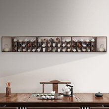 茶架掛壁式博古架木質擺放紫砂壺博古架燒桐木茶葉櫃置物架48格 歷史價格詳細信息