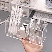 桌面筆筒收納盒 三格 透明筆筒【5入】 歷史價格詳細信息