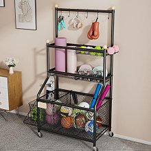 瑜伽墊收納架健身房運動器材整理工具鐵藝帶輪髒衣籃夾縫置物筐架 歷史價格詳細信息