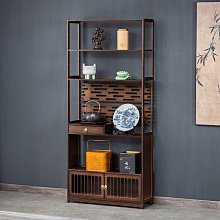 新中式實木置物博古架 胡桃木客廳古董展示架書房辦公陳列櫃組合 歷史價格詳細信息