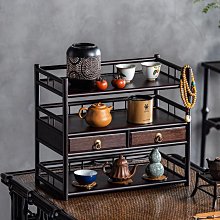 置物架 收納架 架子 儲物架茶葉柜置物架楠竹小型茶室多層茶壺茶葉罐收納架客廳放茶具的架子正品 促銷 歷史價格詳細信息