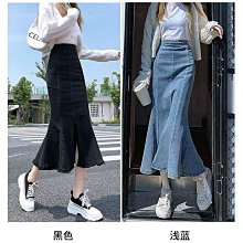 彈力牛仔魚尾裙開叉半身裙20年新款中長款包臀裙子小個子牛仔裙-哈囉好物 歷史價格詳細信息