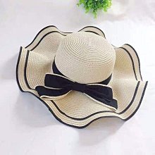 蝴蝶結草帽女沙灘出游度假韓版潮遮陽防曬帽夏季海邊可折疊太陽帽-雙喜生活館 歷史價格詳細信息