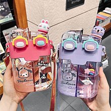 卡通吸管玻璃杯帶把ins可愛少女耐熱帶刻度杯子潮流創意便攜水杯~特價#促銷 #現貨 歷史價格詳細信息