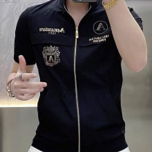 夏季新款拉鍊立領短袖t恤男薄款潮流印花男士休閒小外套上衣時尚輕奢男裝-潮男服飾 歷史價格詳細信息