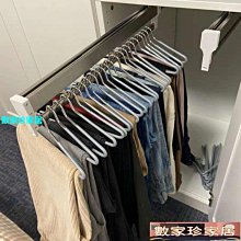 [數家珍家居]衣柜內抽拉伸縮衣帽間導軌褲掛收納整潔 簡約阻尼頂裝雙排西褲架 歷史價格詳細信息