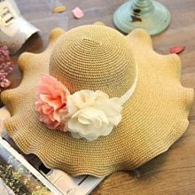 帽子 波浪邊 花朵緞帶 蝴蝶結 編織草帽 全新 便宜賣 歷史價格詳細信息