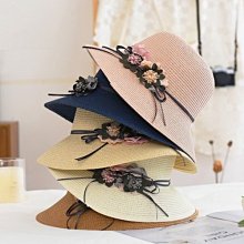 草帽草編遮陽帽-花朵蝴蝶結毛邊大簷女帽子母親節禮物5色73yg18【巴黎精品】 歷史價格詳細信息