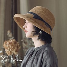 赫本風草編漁夫帽女款法式復古草帽優雅禮帽盆帽遮陽防曬遮陽帽夏 歷史價格詳細信息