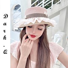 Dark.Q WB 珍珠空頂草帽原創春夏重工小香風釘珠遮陽帽度假草帽織帶優雅拉菲草空頂鴨舌帽寬檐草帽 歷史價格詳細信息