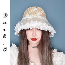 Dark.Q WB 珍珠空頂草帽原創春夏重工小香風釘珠遮陽帽度假草帽織帶優雅拉菲草空頂鴨舌帽寬檐草帽 歷史價格詳細信息