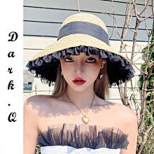Dark.Q WB 珍珠空頂草帽原創春夏重工小香風釘珠遮陽帽度假草帽織帶優雅拉菲草空頂鴨舌帽寬檐草帽 歷史價格詳細信息