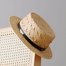 草帽 夏天草帽子女平顶平沿欧美英伦复古法式黑白花边遮阳防晒明星同款~熱銷 歷史價格詳細信息