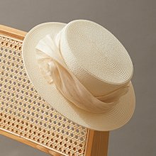 草帽 夏天帽子女平顶小草帽白色高端手工麻纱欧美复古法式遮阳防晒度假~熱銷 價格比較,價格查詢,歷史價格詳細信息